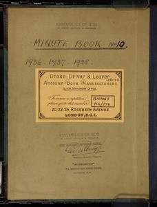 Minute book no. 10, PMU, AoG GB, HRMC, Aug. 1936 - Aug. 1938