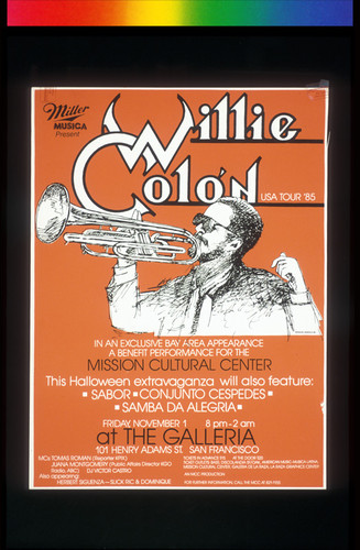 Willie Colón USA Tour '85, Announcement Poster for