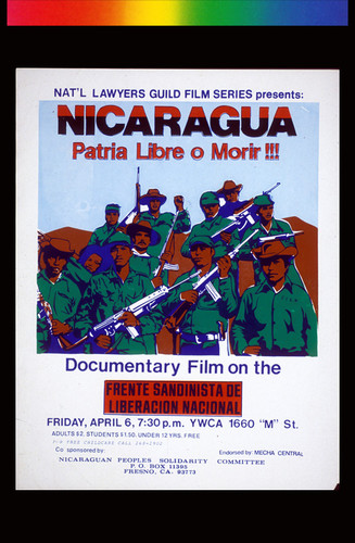 Nicaragua Patria Libre o Morir!!!, announcement poster for