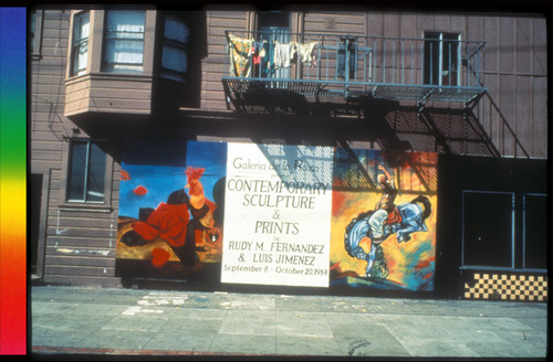 Contemporary Sculpture & Prints by Rudy M. Fernández & Luis Jiménez, Announcement mural for