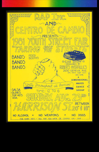 1981 Youth Street Fair 'Taking Back The Streets', Announcement Poster for