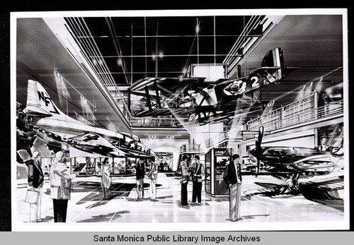 Artists's rendering of the proposed interior of the Museum of Flying on Airport Avenue at Santa Monica, Municipal Airport