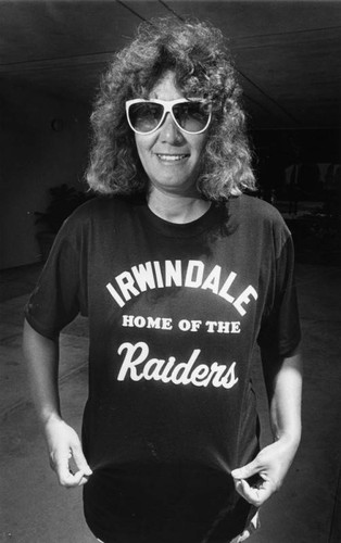 Irwindale resident wearing a Raiders T-shirt