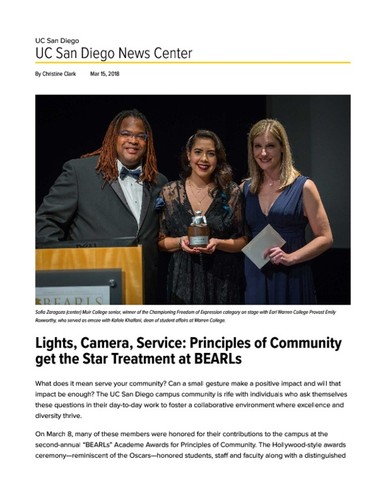 Lights, Camera, Service: Principles of Community get the Star Treatment at BEARLs