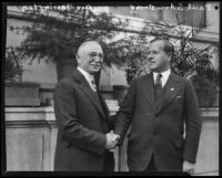 Governor of Hawaii, Wallace R. Farrington and Avertising Club president, Paul S. Armstrong at the Biltmore, Los Angeles, 1927
