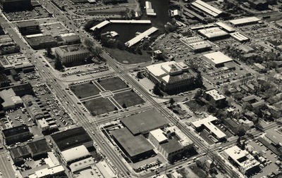 Stockton - Views - 1960 - 1980: Aerial, downtown from the north