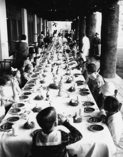 Children eating Easter meal
