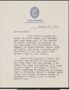 Albert B. Paine, letter, 1936-03-26, to Hamlin Garland