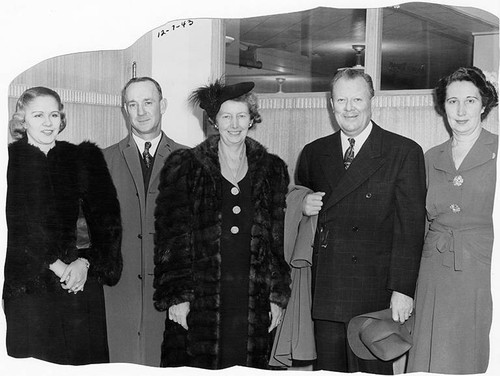 Mayor Leonard Murray, Deputy Mayor Irene A. Jones and others on election night, December 7, 1943