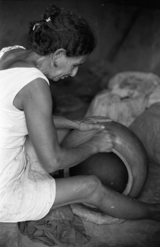 Artisan at work, La Chamba, Colombia, 1975