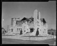 Methodist Episcopal Church heavily damaged during the Long Beach earthquake, Southern California, 1933