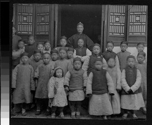 Teacher and students, Hanchuan, Hubei, China, ca.1890-1900