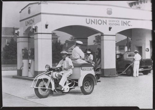 Service bike at a Union Oil station, 4004 Wilshire, Los Angeles. 1932
