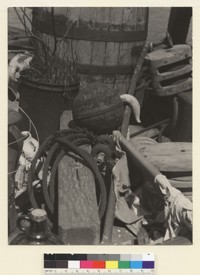 On Varda's Boat; the aft - deck. Ships gear, Varda's boat deck, Sausalito. [photographic print]