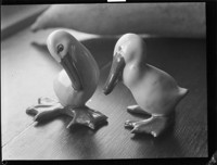 Ducks sculpture. [negative]