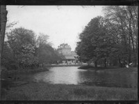 [Park lake, with building in background.] [negative]