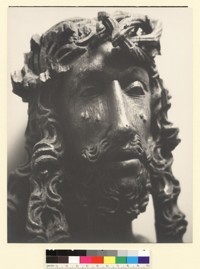 [Head of Christ sculpture.] [photographic print]