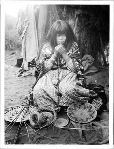 Havasupai Indian woman basket maker, ca.1900