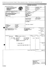 [Invoice from Gallaher International Limited to Ocean Traderas International PTY Ltd and Tlais Enterprises Ltd for Sovereign Classic cigarettes]