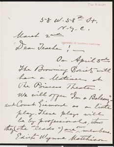 Florence Wier Gibson, letter, 1916-03-02, to Hamlin Garland