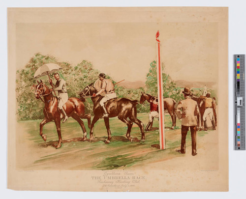Gymkhana races, the umbrella race : Rockaway Hunting Club, at Cedarhurst, July 5, 1890
