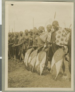 Embu warriors, Embu, Kenya, August 1925