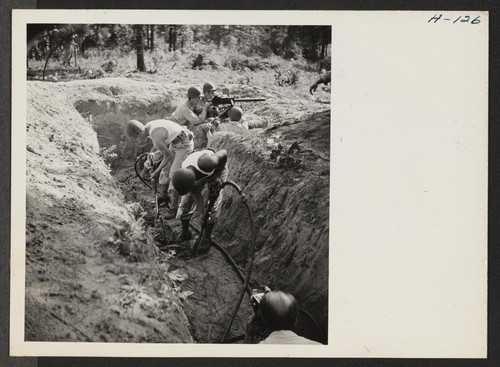 Modern improvements in warfare extend to the digging of trenches, which is now done, where possible, with compressed air shovels
