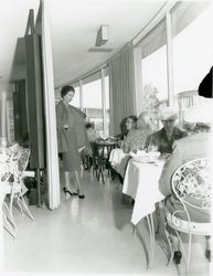 Worsted skirt and jacket modeled at a fashion show at the Flamingo Hotel, Santa Rosa, California, 1958