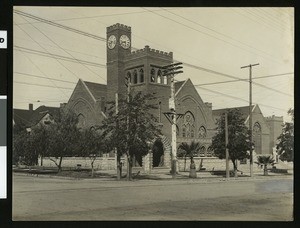 Exterior view of the Congregational Church in Redlands, California, ca.1900