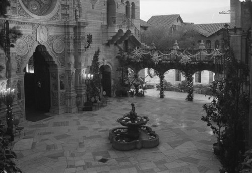 St. Francis Atrium decorated for wedding, Mission Inn