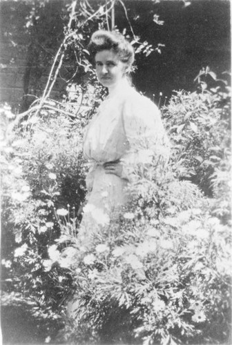 Marion Clark Miller in garden