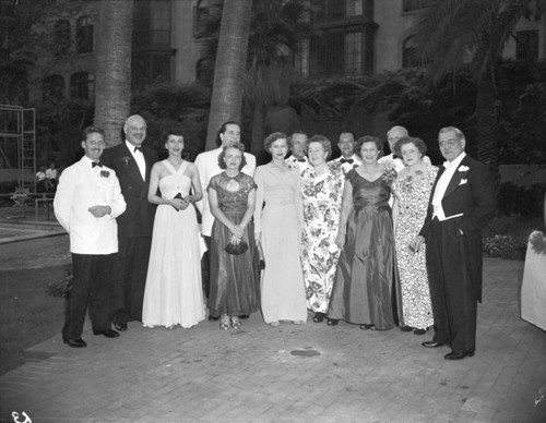 Party on pool patio, Mission Inn