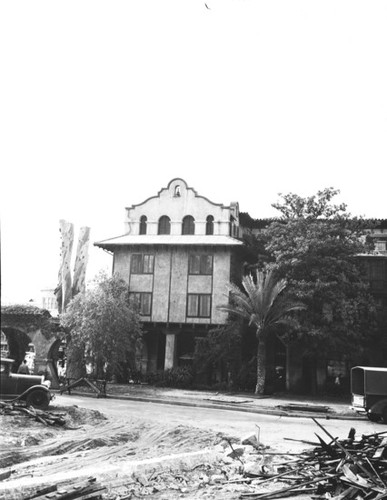 Demolition of adobe for swimming pool, Mission Inn