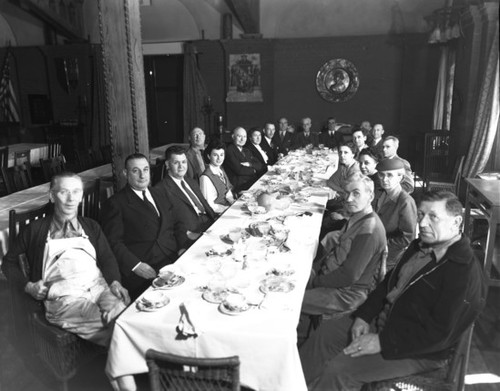 DeWitt Hutchings and department heads at table, Mission Inn