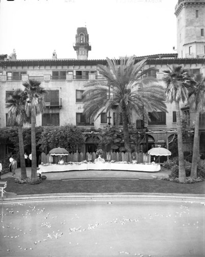 Party on pool patio, Mission Inn