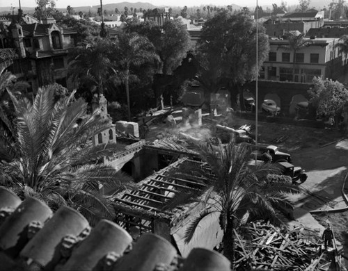 Demolition of adobe for swimming pool, Mission Inn