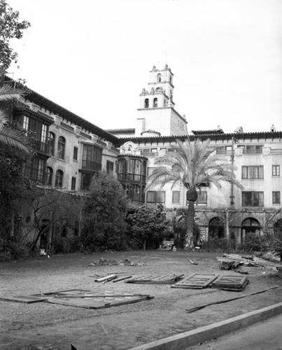 Demolition of adobe for swimming pool, Mission Inn