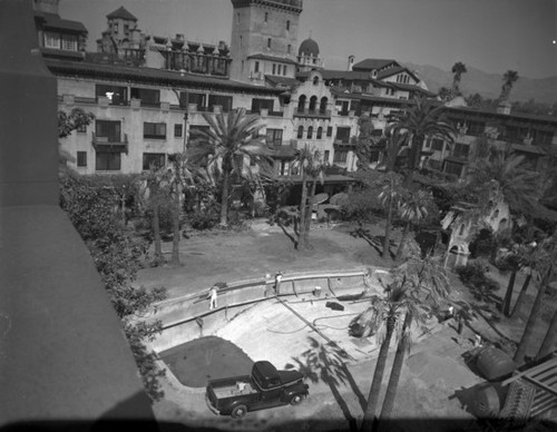 Swimming pool under construction, Mission Inn