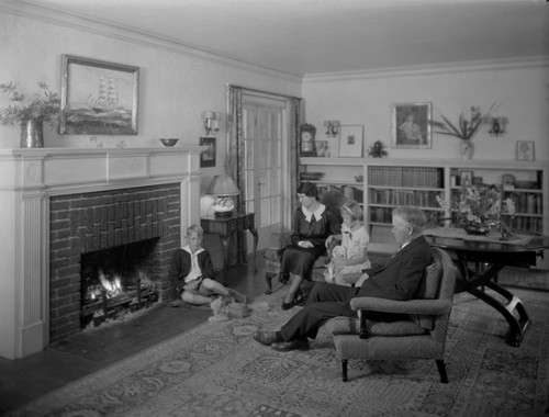 Willits family portrait in living room