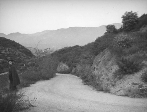 Ethel Schultheis by a mountain road