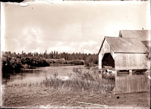Boathouse and lake