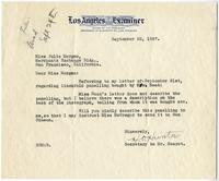 Letter from H. O. Hunter to Julia Morgan, September 23, 1927