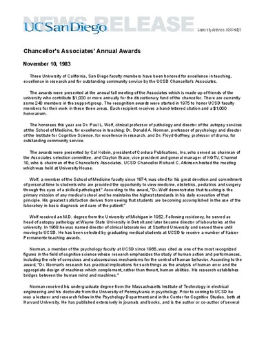 Chancellor's Associates' Annual Awards