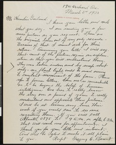 Gregory C. Parent, letter, 1932-03-03, to Hamlin Garland