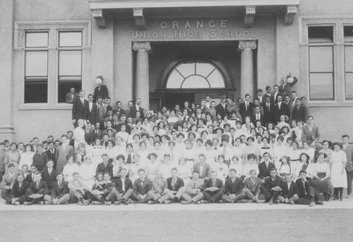 Orange Union High School class portrait, Orange, California, ca. 1917