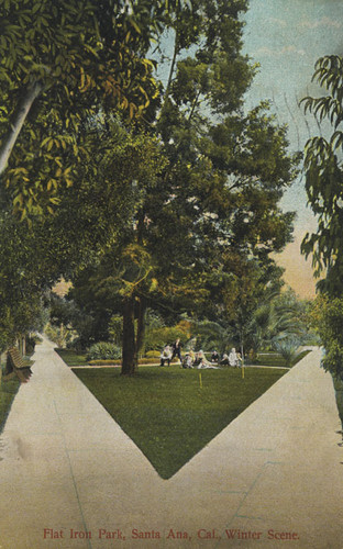 Flat Iron Park Winter Scene postmarked 1910