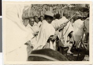 Shooter of a salute at a wedding, Ayra, Ehiopia, 1952