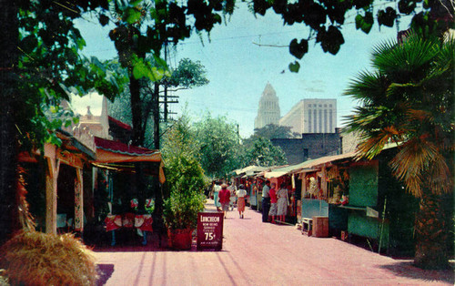 Olvera Street with City Hall in background