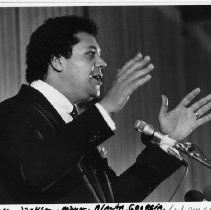 Maynard Jackson, Mayor of Atlanta (and attorney and civil rights leader). Caption: Plight of blacks is beyond "Band'Aid" solutions