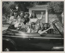 Marymount College, students in convertible